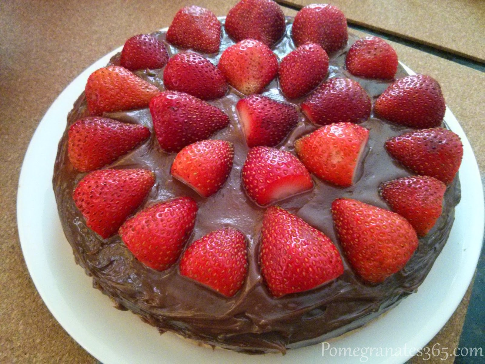 Strawberry chocolate almond cake