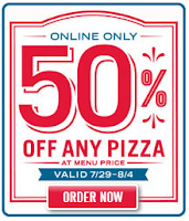 50% off any pizza at dominos 7/29-8/4