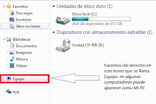 Ir a configuración de equipo en Windows.