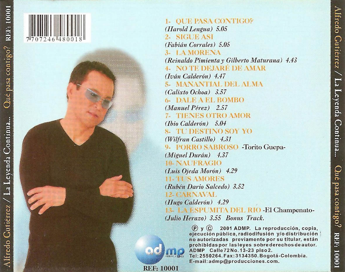 ALFREDO GUTIERREZ Que Pasa Contigo [2001] Caratulas Vallenatas