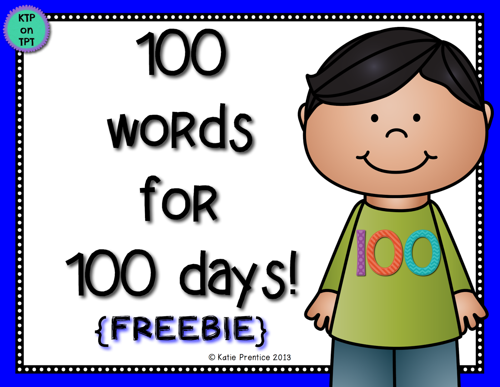 http://www.teacherspayteachers.com/Product/100-Words-for-the-100th-Day-Freebie-539776
