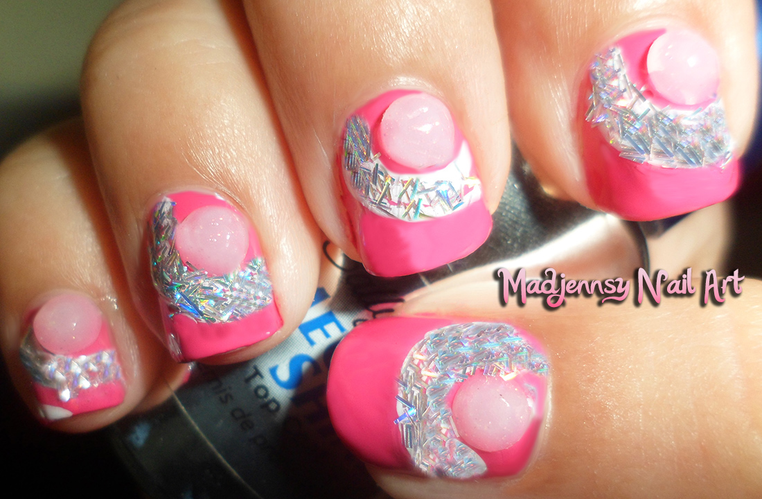 Beautiful Tinsel Rhinestones Nail Art for short nails! / Diseño para