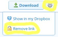 Dropbox remove link
