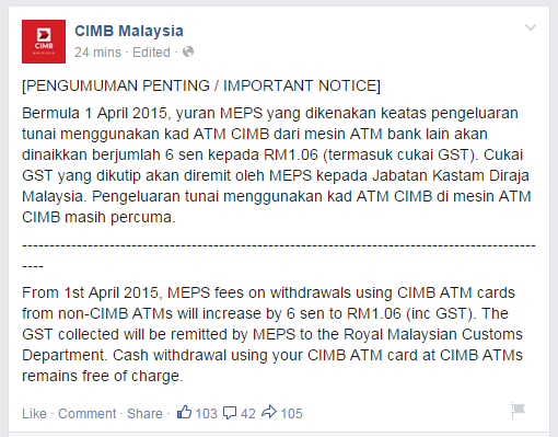 Cas GST 6% bagi MEPS