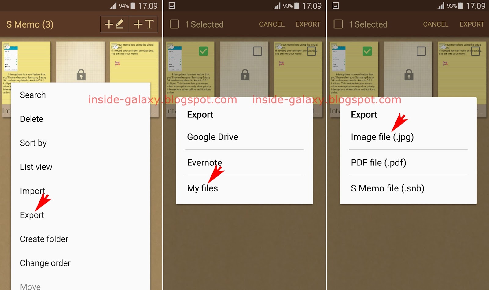 inside galaxy samsung galaxy s4 how to export memo as memo s