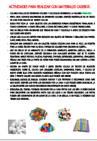 Actividades con materiales caseros