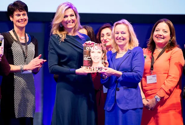 Queen Maxima of The Netherlands attended the closing session of Power on Tour in the Fokker Terminal in The Hague