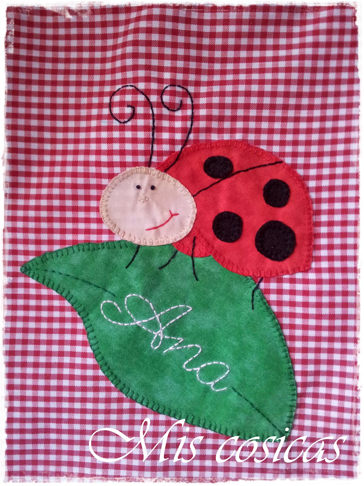 CAMISETAS BY MIS COSICAS: BOLSITA DE MERIENDA CON UNA MARIQUITA CAMISETAS BY MIS COSICAS: BOLSITA DE MERIENDA CON UNA MARIQUITA
