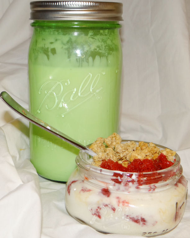Ball green canning jars and yogurt