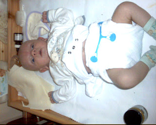 My oldest son during our early days of cloth nappies