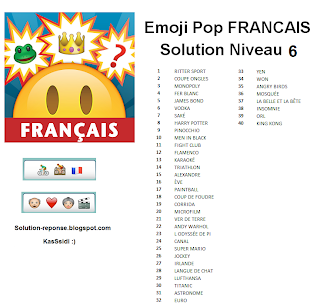 Emoji Pop Francais solution niveau 6