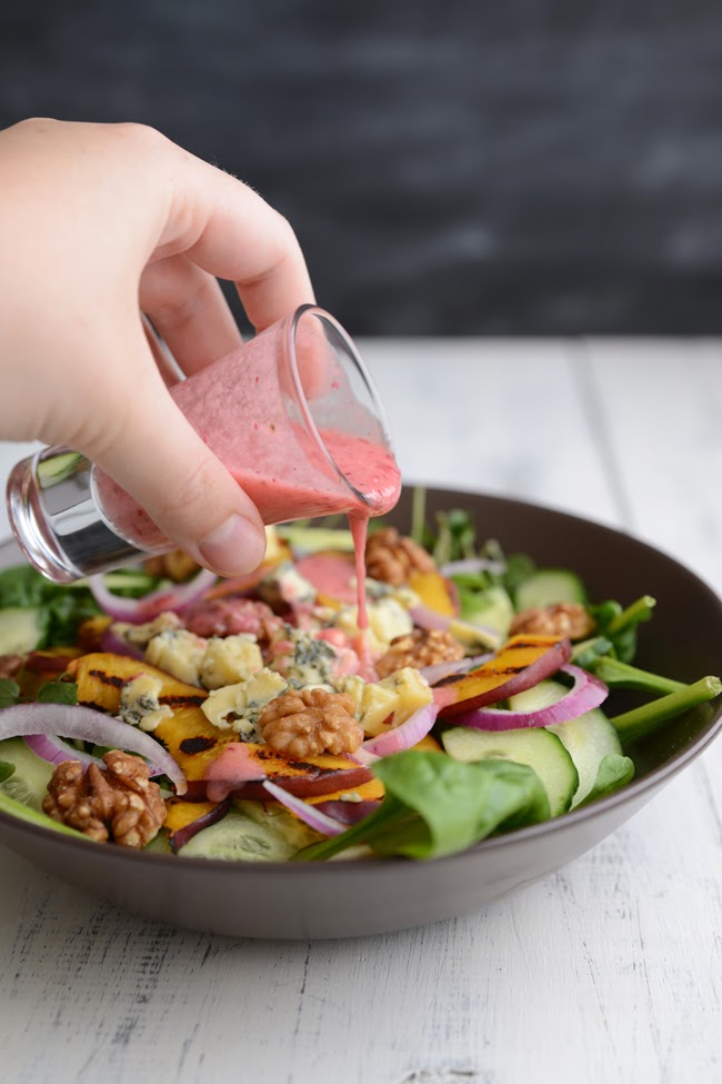 Waffle & Whisk Grilled Nectarine, Blue Cheese and Walnut Salad with a