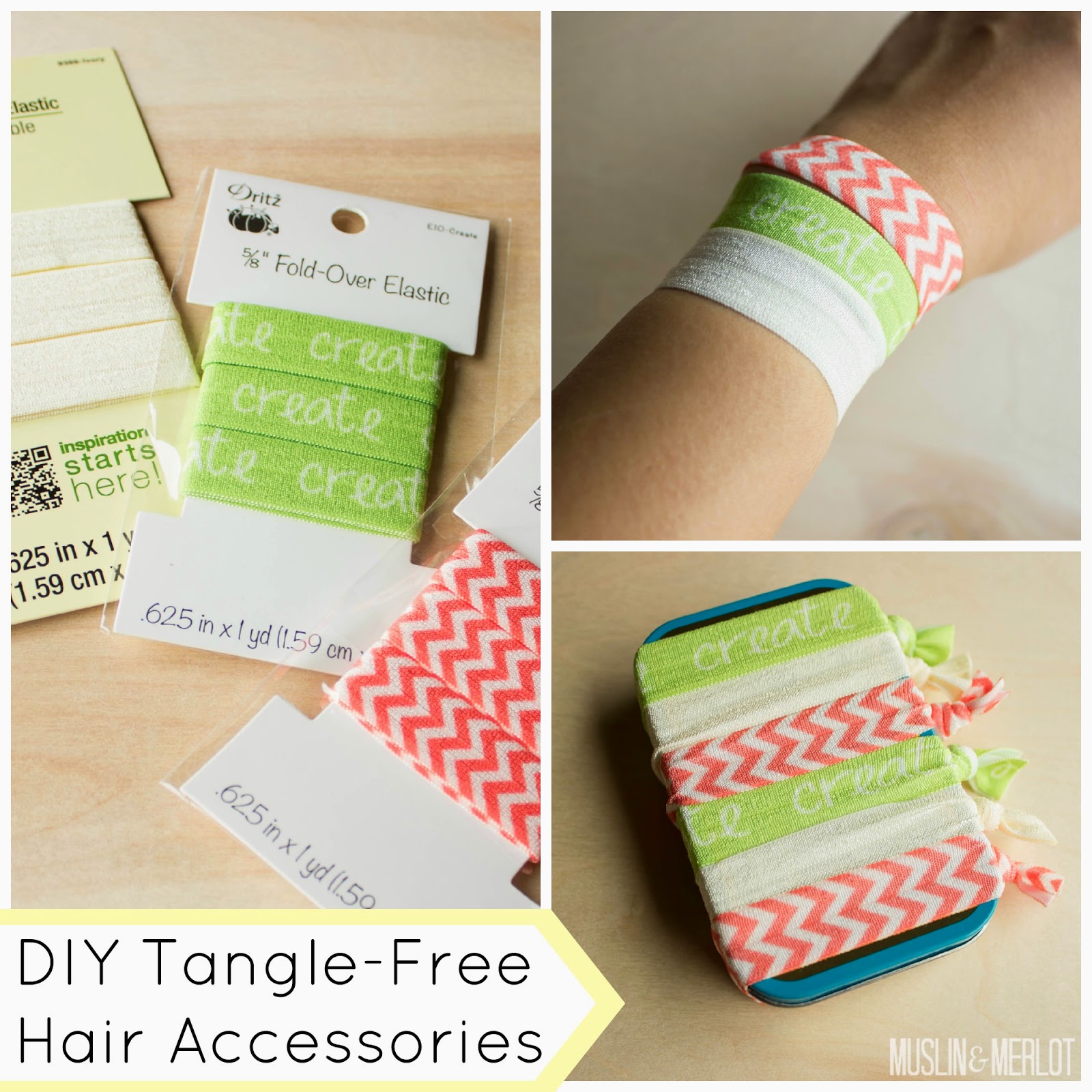 DIY TangleFree Hair Accessories Muslin and Merlot