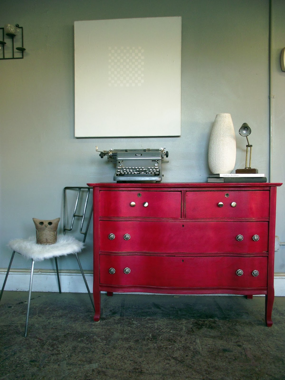 Vintage Ground Antique Vintage Red Chest Dresser
