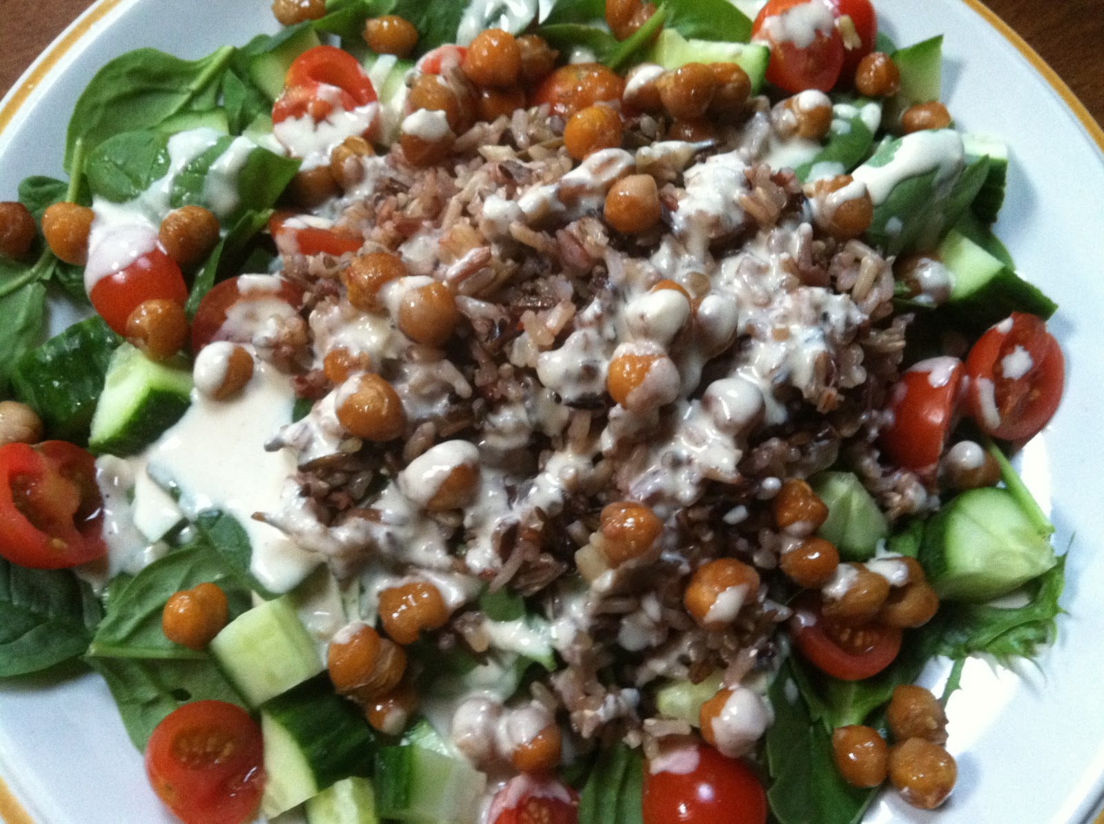 Vegan Beezie Roasted Chickpea and Wild Rice Salad with Tahini Dressing