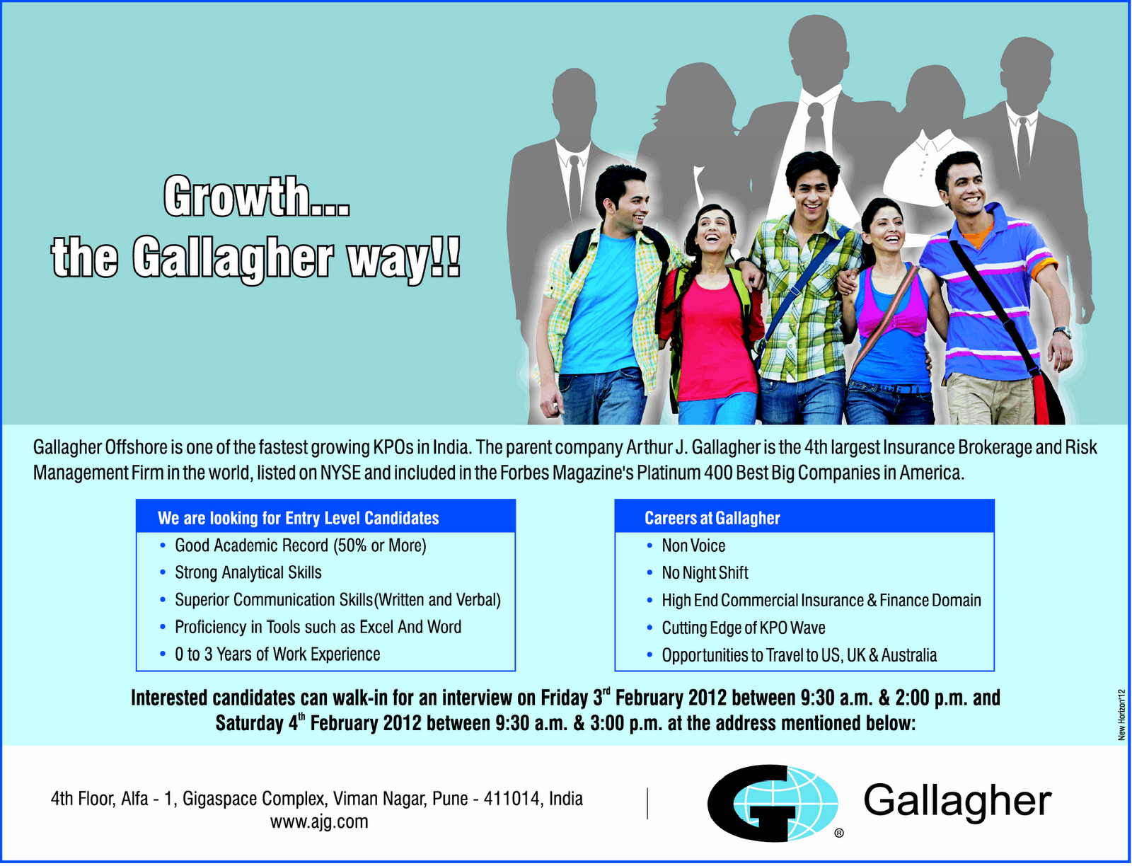 Walkin interview in Gallagher at Pune on 4th February 2012 True Gift