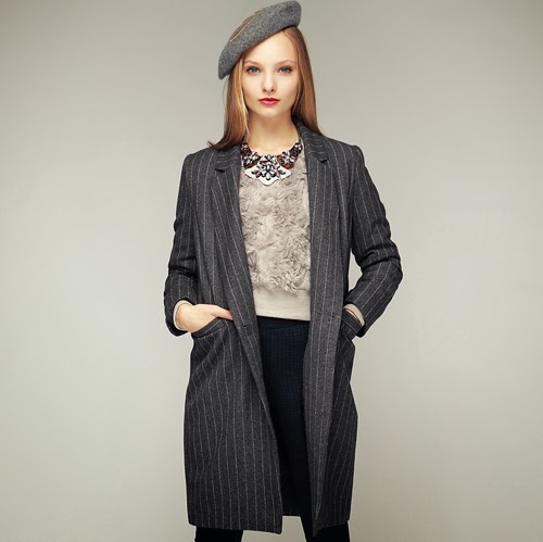 Cosmo Pinstripe Long Jacket-Coat