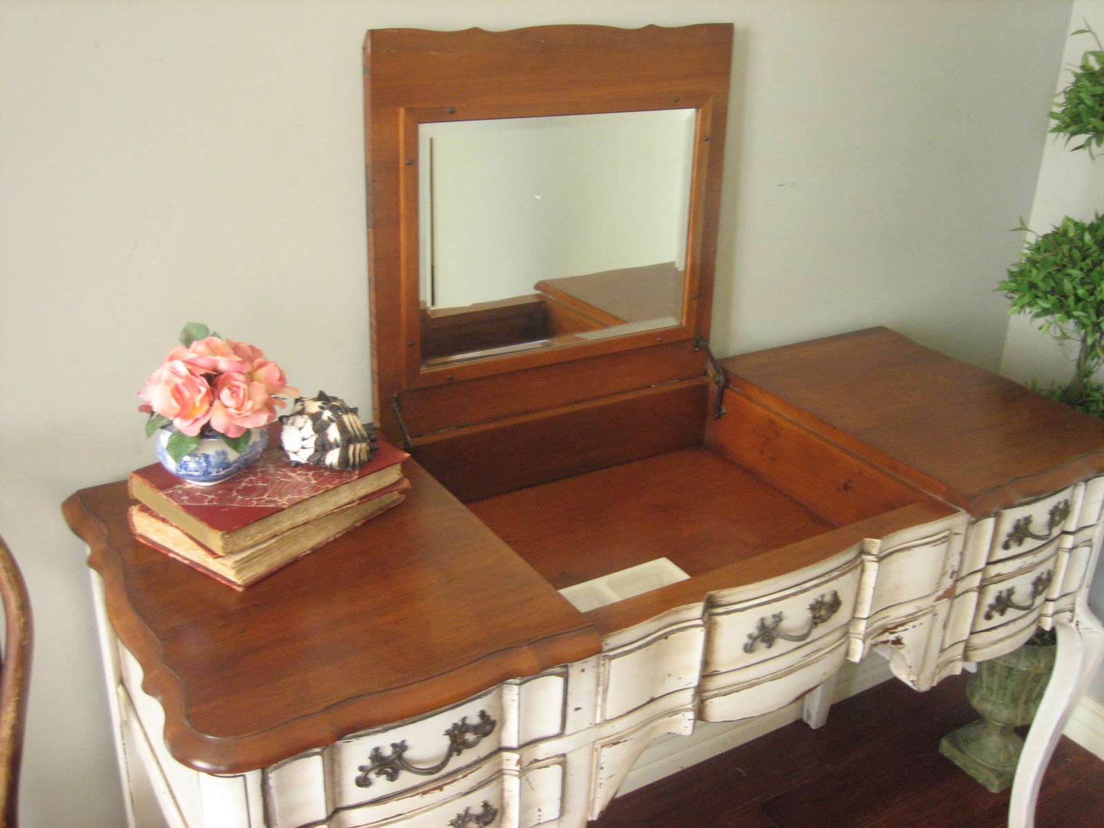 European Paint Finishes French Vanity and Teal Headboard