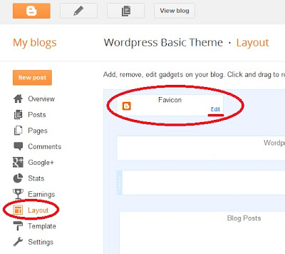 Blogger layout menu