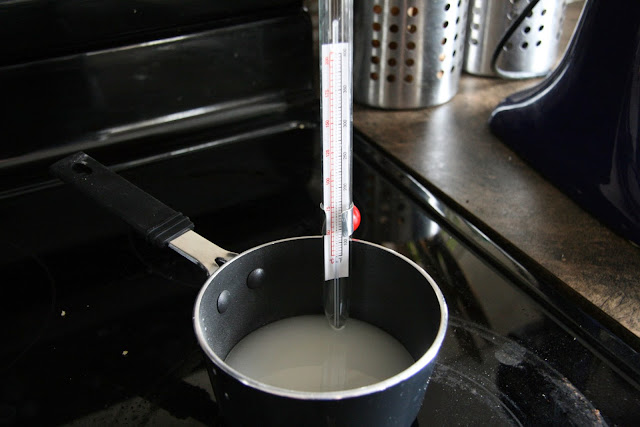 heavy bottom pot with water-sugar mixture. 