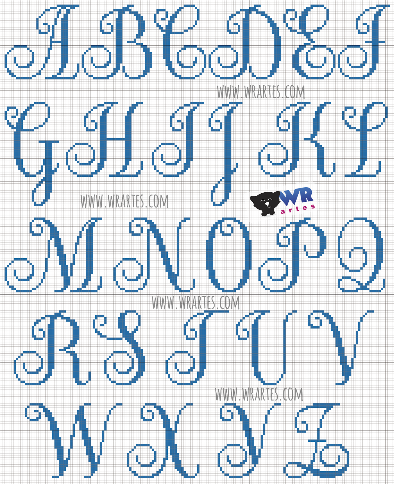 pattern cross stitch free alphabet monogram letter