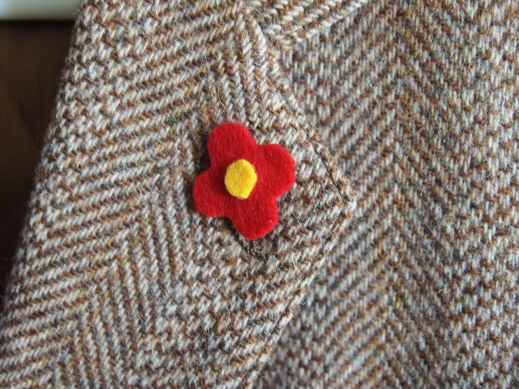 DIY Felt Flower Lapel Pin / Boutonniere Pink Stripey Socks