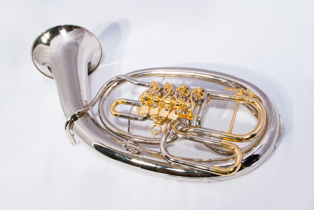 Baritone horn / Euphonium horn by Amati in Nickel silver finish and 24K gold trim kit