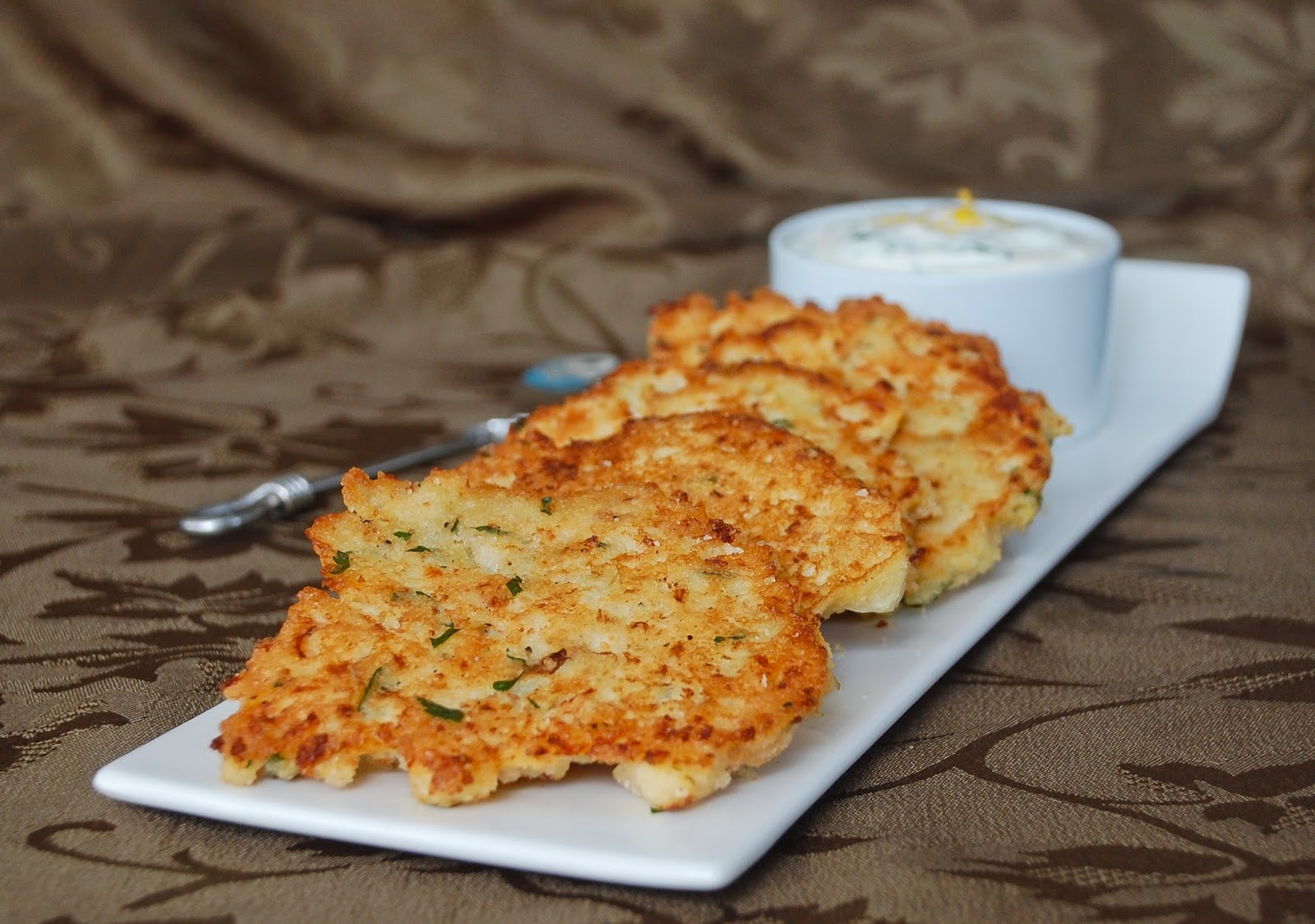Meals, Heels, and Cocktails Cauliflower Fritters with Light Lemon Aioli