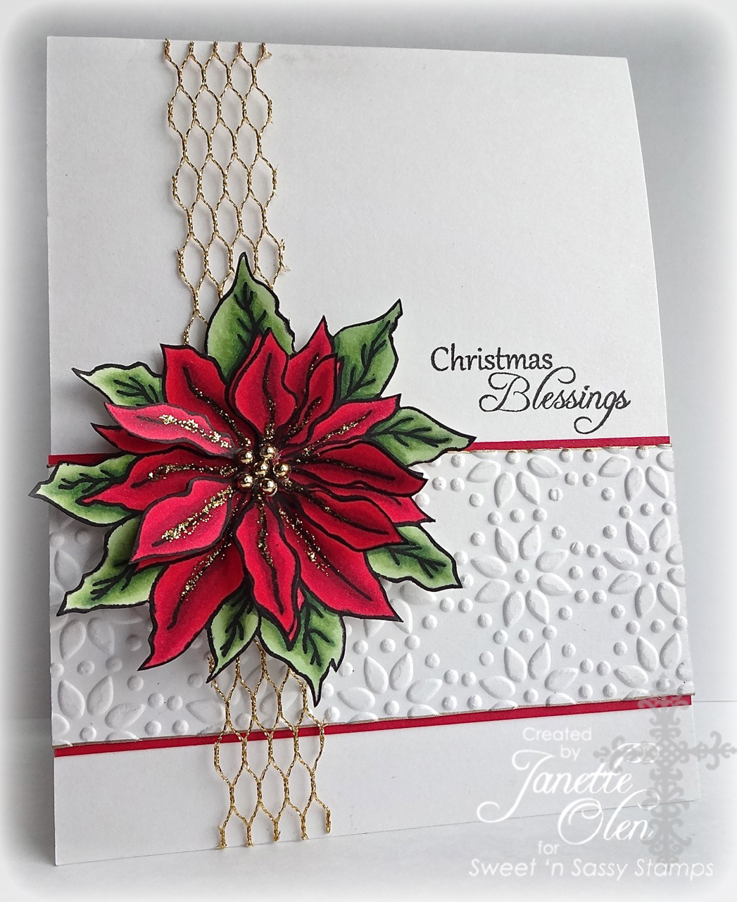 sweet n sassy stamps cas poinsettia poinsetta card