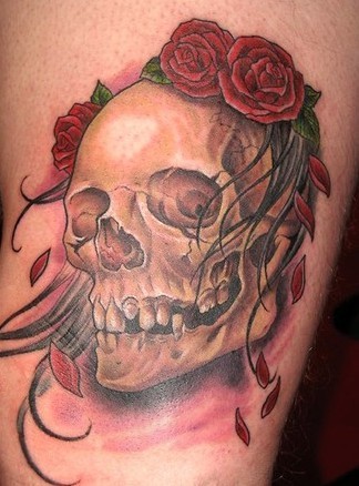 skull with roses tattoo by justinstorm on deviantART