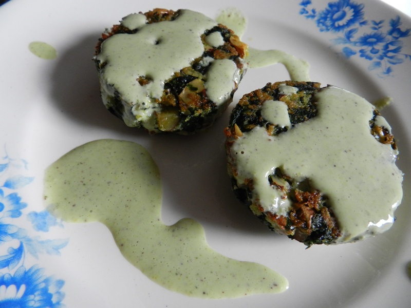 Kale Eats Chard Cakes with Parsley Sauce
