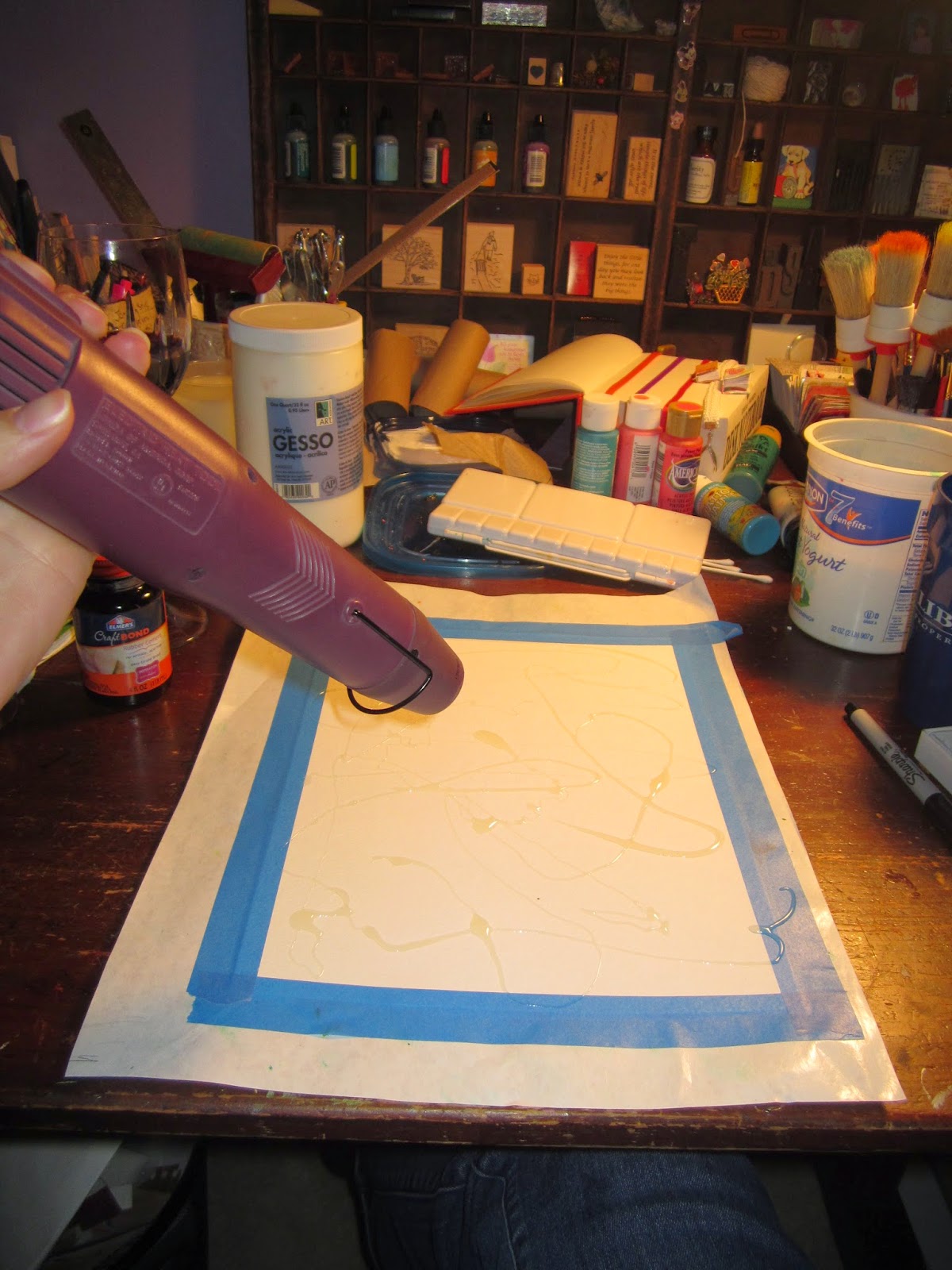 Drawing near Painted Papers Rubber Cement Resist