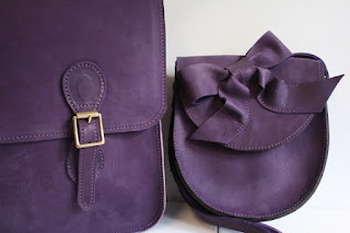 Purple briefcase handmade leather bag