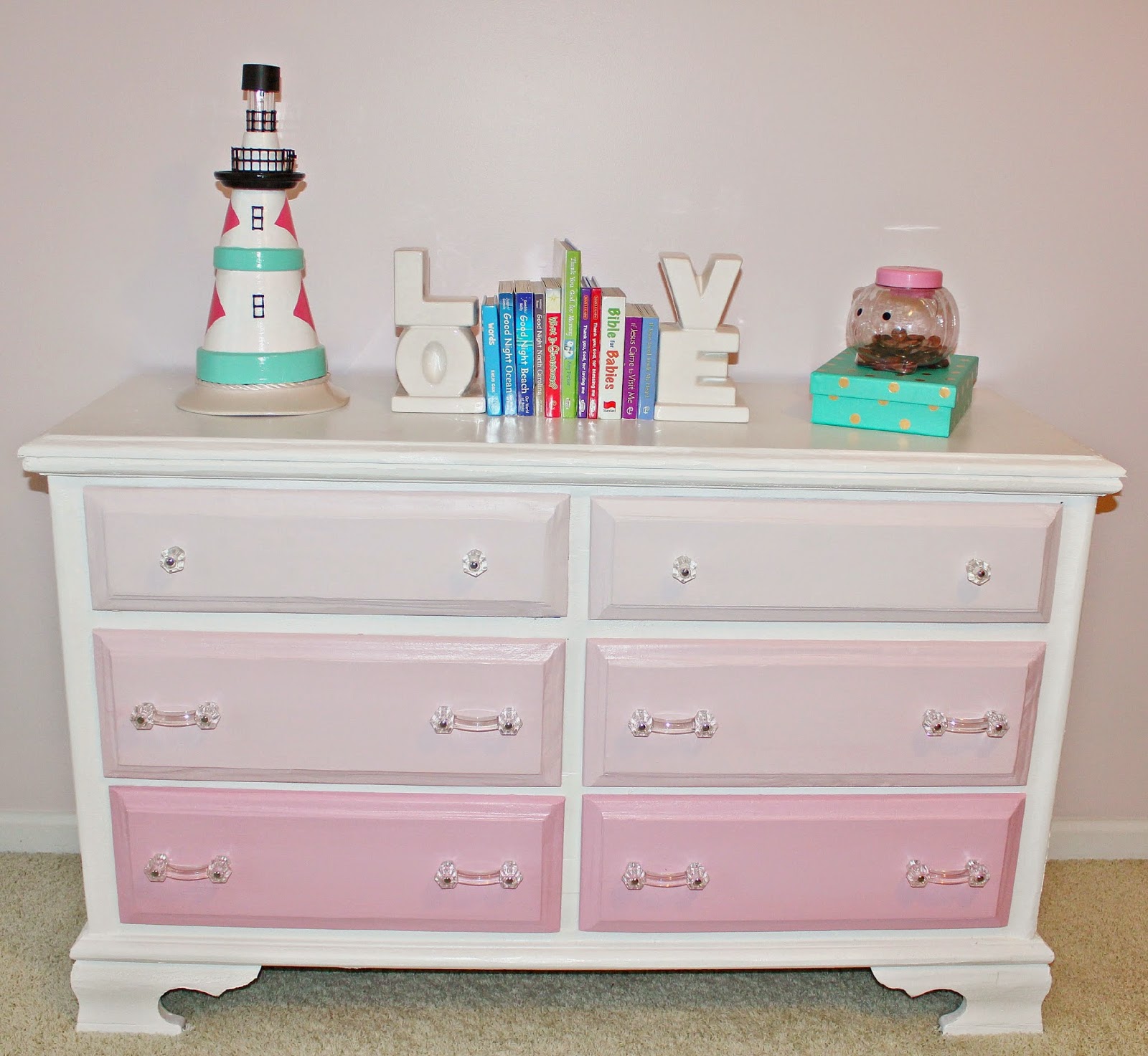 carolina on my mind Hadley's Nursery/Big Girl Bedroom Pink Ombre Dresser