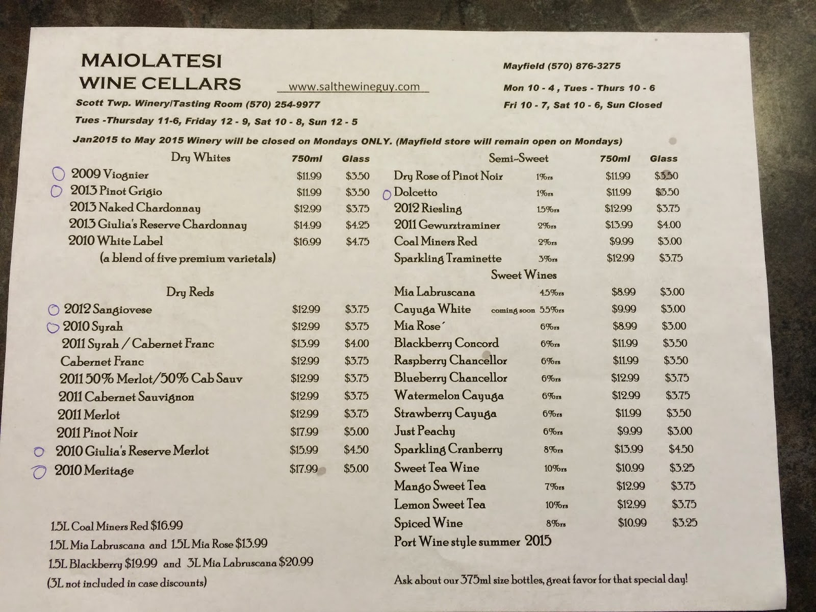 East Coast Wineries Maiolatesi Wine Cellars Sal's Got Your Wine! And