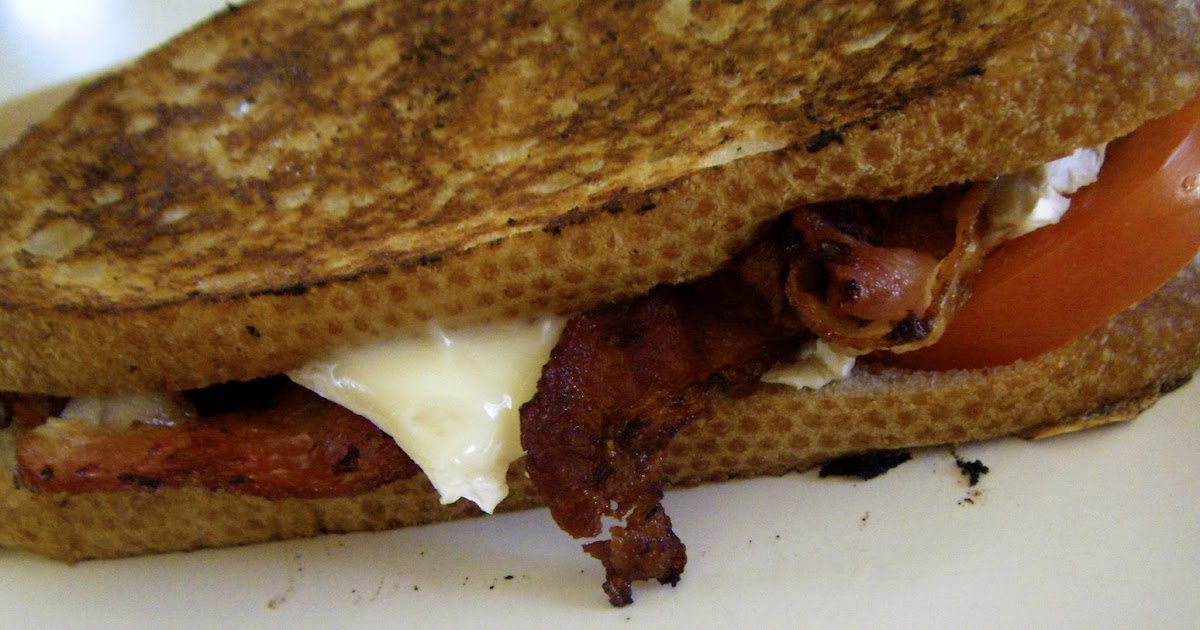 KatieKate's Kitchen Grilled Goat Cheese, Brie, Bacon, and Tomato Sandwich
