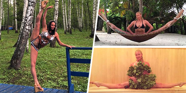 Голая Волочкова в бане села на шпагат