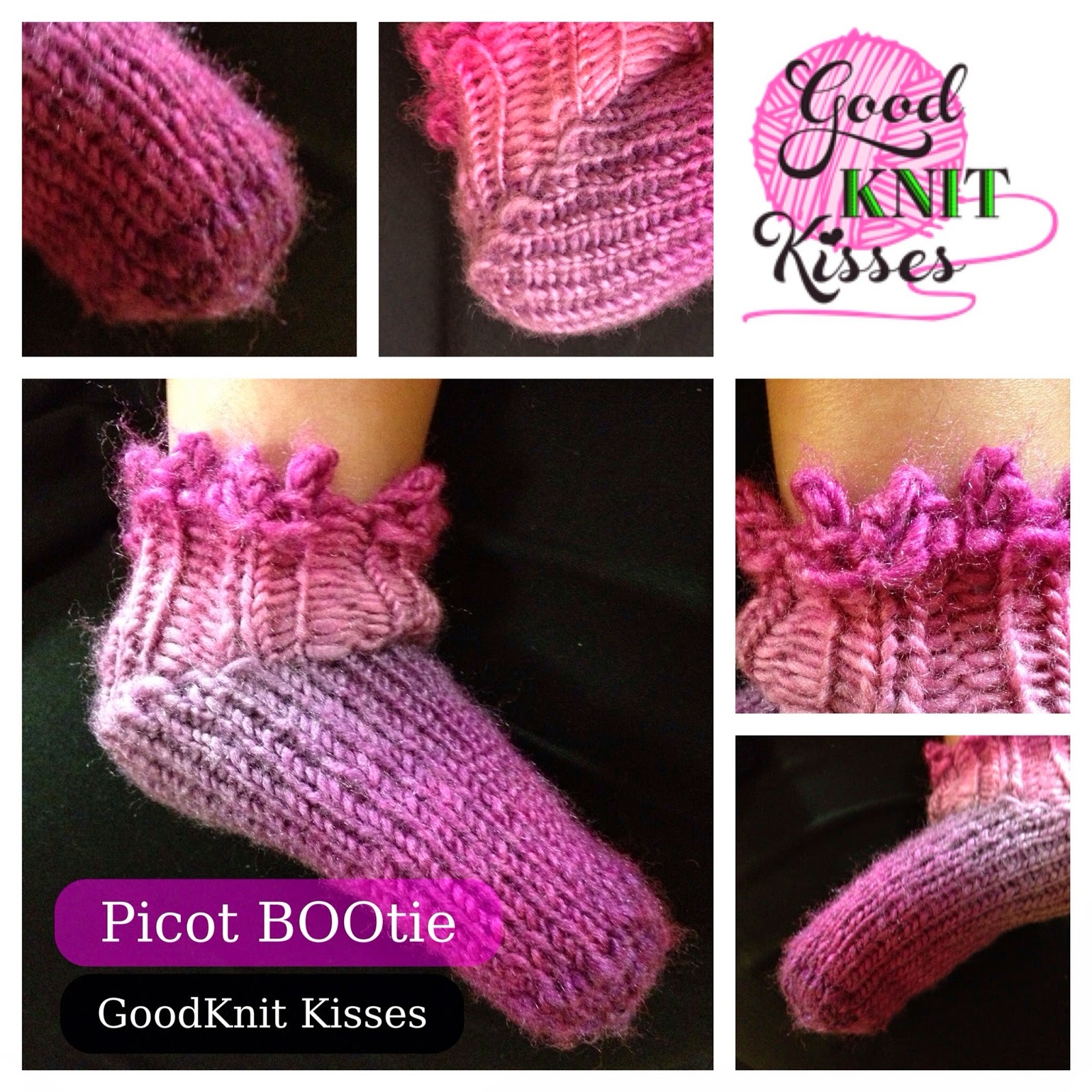 GoodKnit Kisses Picot BOOties Loom Knit sock booties for baby