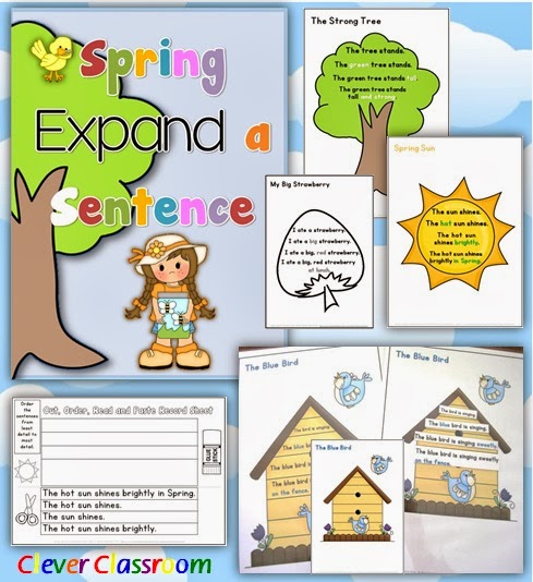Spring Expand a Sentence Pack Grammar Activities