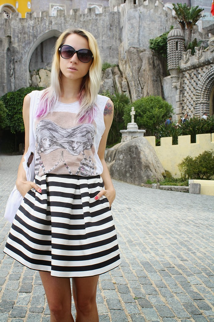 skinny buddha sintra portugal Zara T-shirt H&M striped skirt