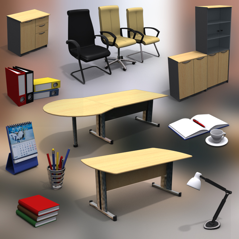 Free World Stuff 3d model for office furniture set 11