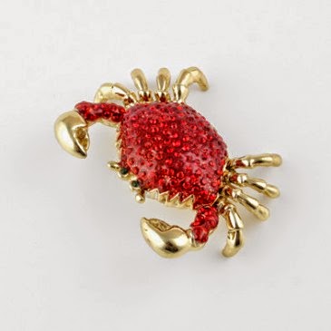 Red Crystal Studded Crab Trinket Box