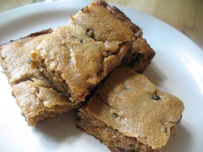 Gooey Peanut Butter Brownies with Carob Chips