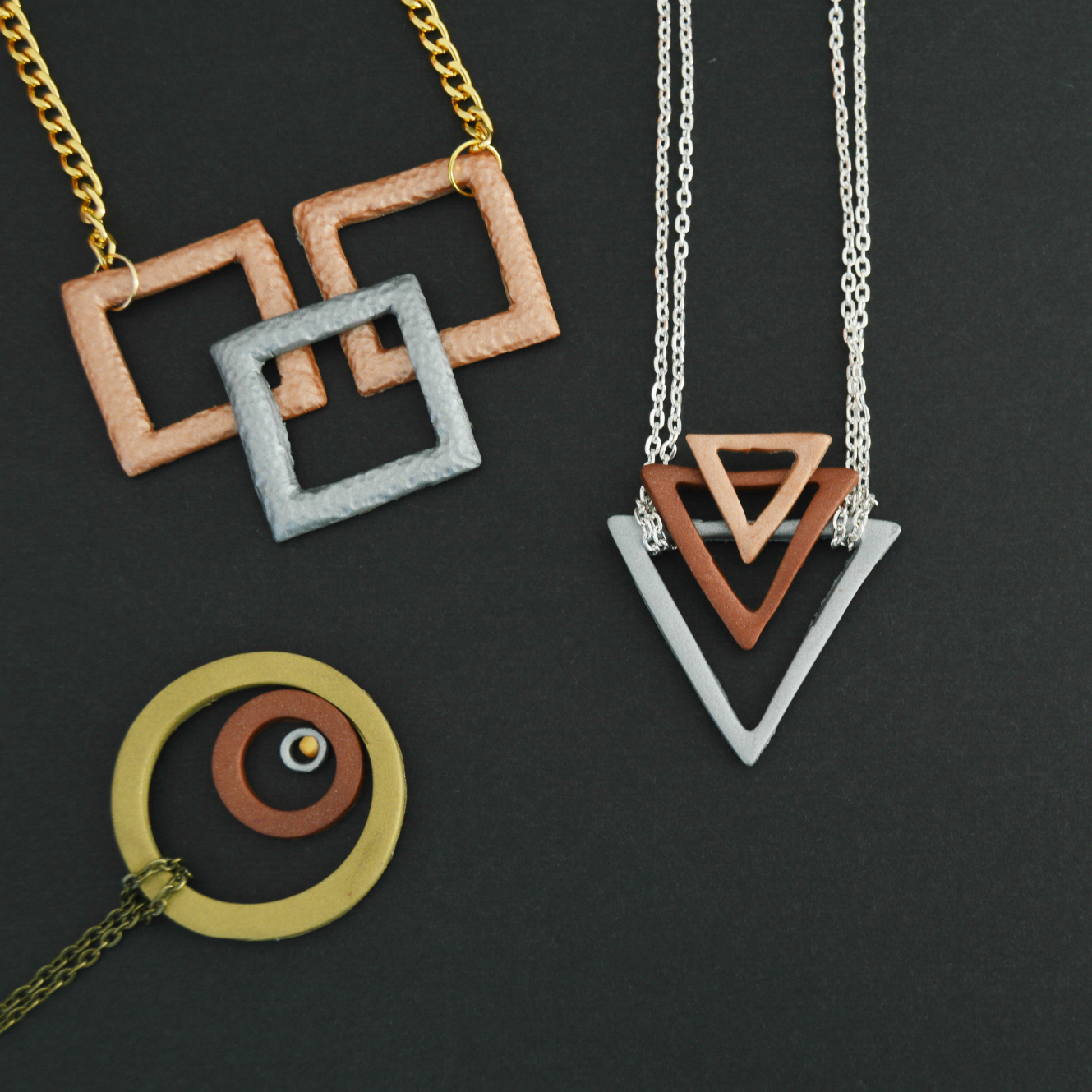 Vikalpah DIY Faux Metal Geometric Necklace using Clay