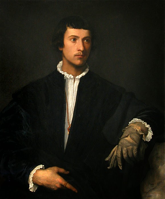 Painting "Man With a Glove"by Titian, 1520-1522 Picture of "Man With a Glove"by Titian, 1520-1522