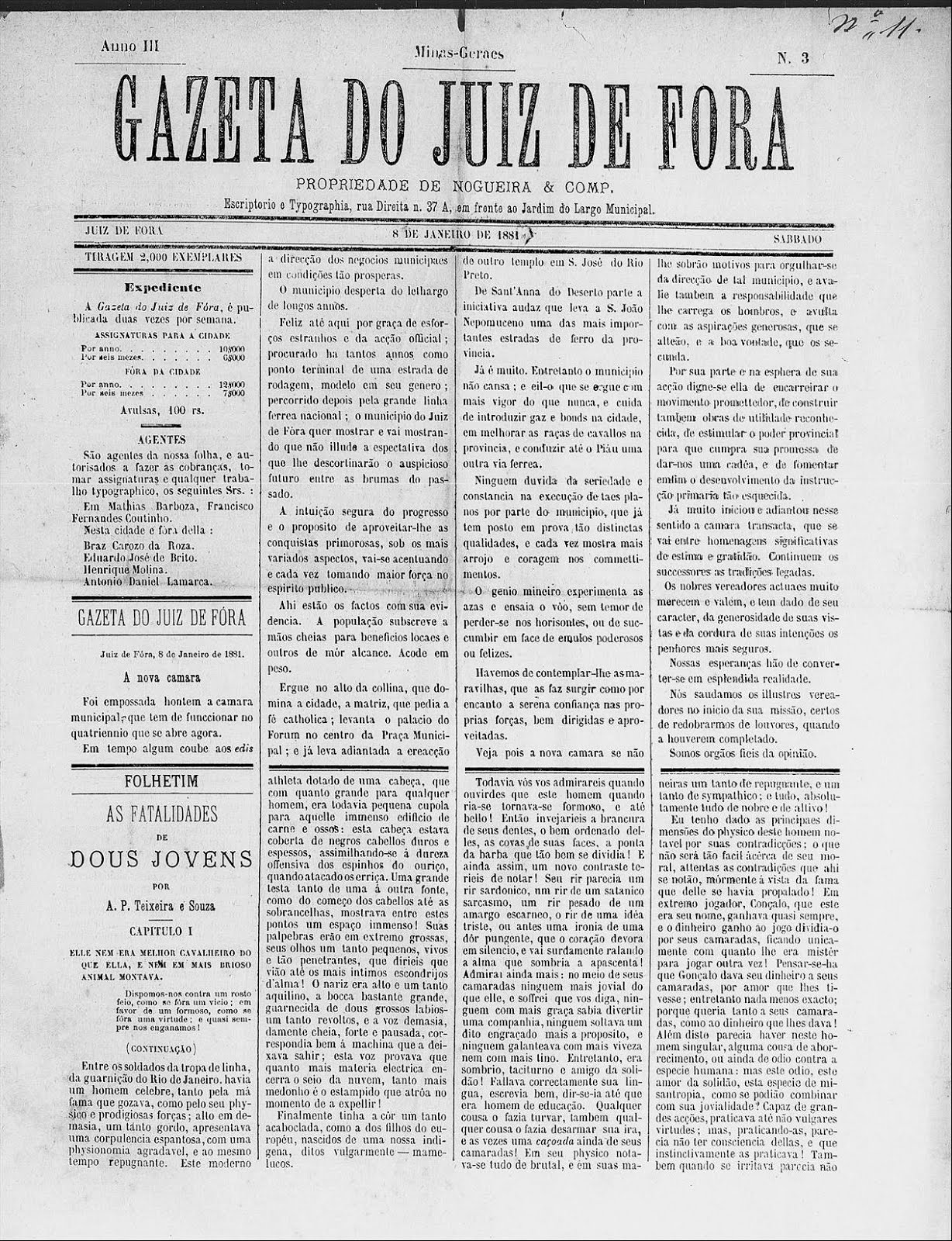 Jornal GAZETA DO JUIZ DE FORA de 1881
