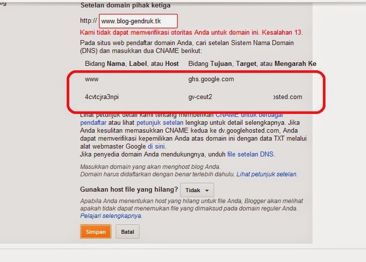 domain Menggabungan Domain dengan Blogspot