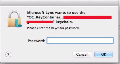 microsoft lync wants to use the keychain