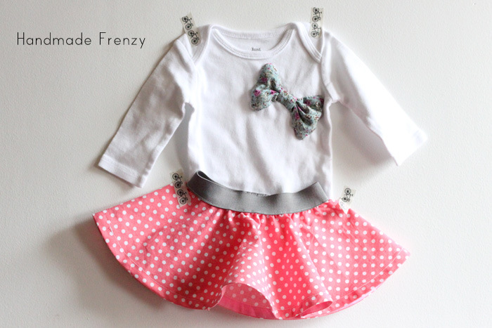 Baby Circle Skirt & DIY Bow Onesie