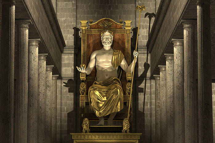 Статуя Зевса Олимпийского, скульптор Фидий. Одно из семи чудес света. Не сохранилась до наших дней.